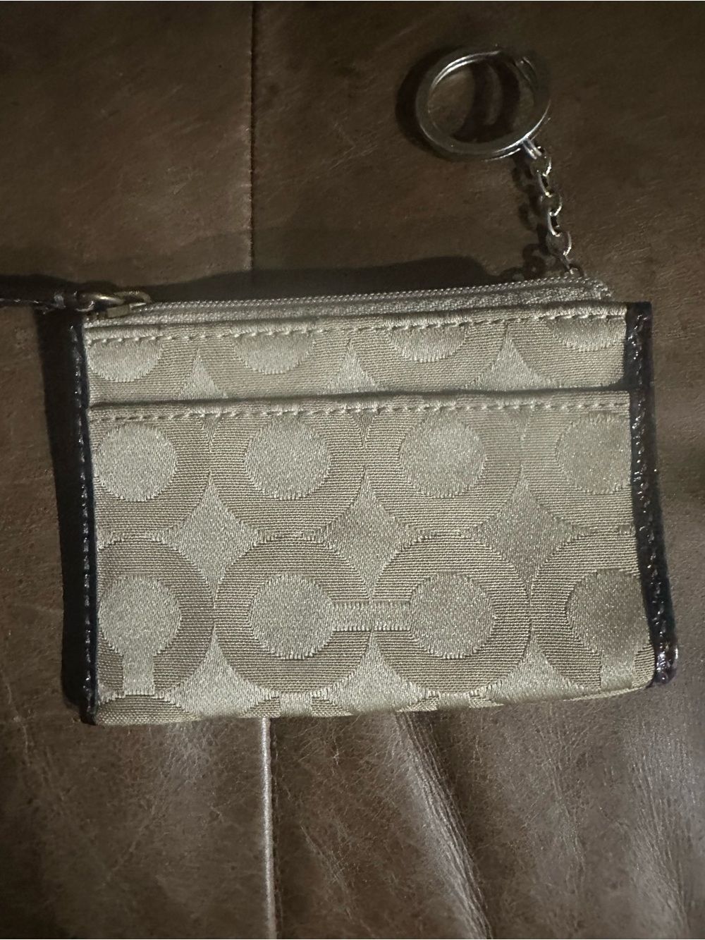 Coach Madison Op Art Mini Skinny Signature ID Card Coin Purse Khaki Brown - Picture 7 of 10